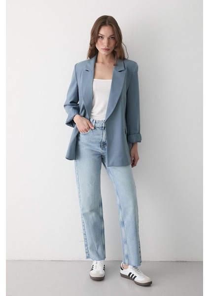 Kadın Blazer Ceket Çizgili Tasarım Içi Astarlı Konforlu Günlük Kullanım İçin fırsatları