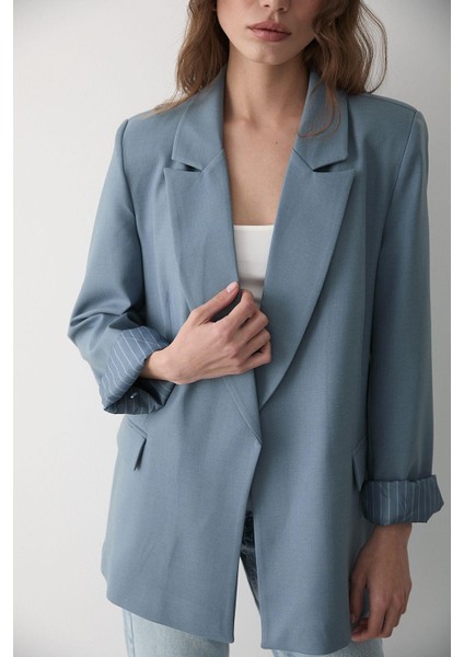 Kadın Blazer Ceket Çizgili Tasarım Içi Astarlı Konforlu Günlük Kullanım İçin indirimleri