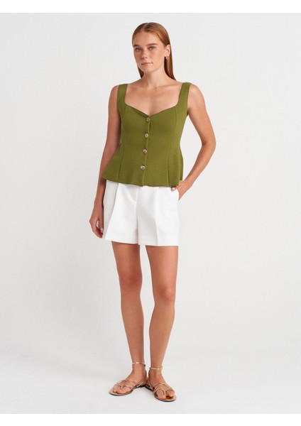 31987 Peplum Etekli Yelek-Yağ Yeşil fırsatları