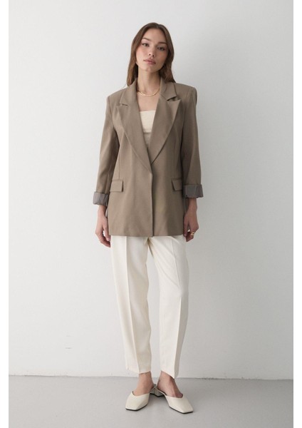 Kadın Çizgili Içi Astarlı Kol Detaylı Blazer Ceket fiyatları