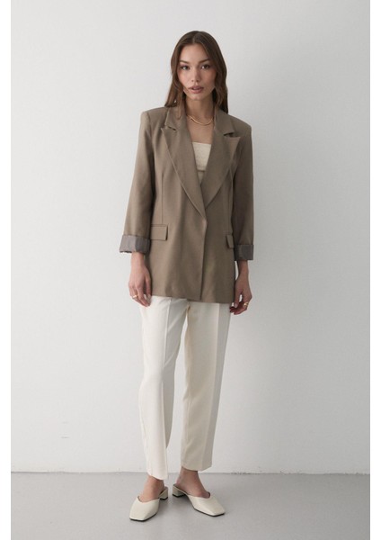 Kadın Çizgili Içi Astarlı Kol Detaylı Blazer Ceket fırsatları