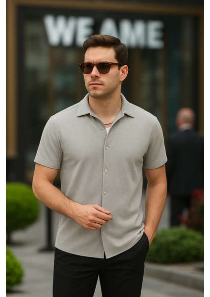 Erkek Kısa Kollu Örme Kumaş Pamuklu Gömlek fiyatları