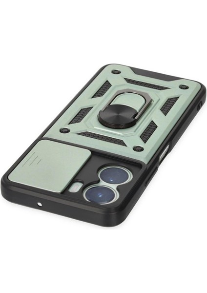 Newface Vivo Y16 Kılıf Pars Lens Yüzüklü Silikon - Yeşil indirimleri