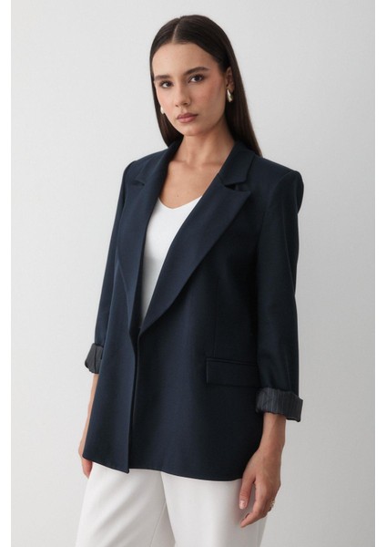 Kadın Çizgili Içi Astarlı Kol Detaylı Blazer Ceket indirimleri