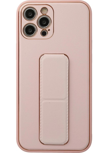 Newface iPhone 12 Pro Kılıf Coco Deri Standlı Kapak - Pembe
