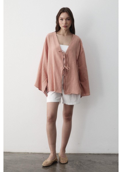 Kadın Çift Bağlama Keten Kimono fiyatları