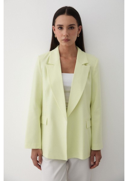 Kadın Çizgili Içi Astarlı Kol Detaylı Blazer Ceket