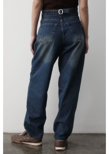 Kadın Yüksek Bel Geniş Paça Jean Pantolon fırsatları