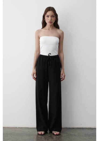 Kadın Beli Lastikli Bol Paça Palazzo Keten Pantolon fırsatları