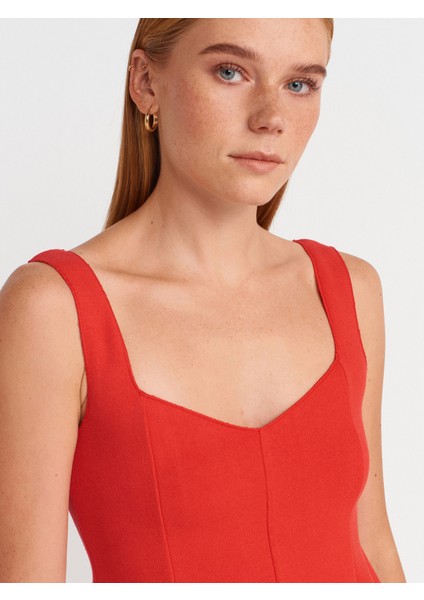 31973 Peplum Streç Top-Kırmızı modelleri