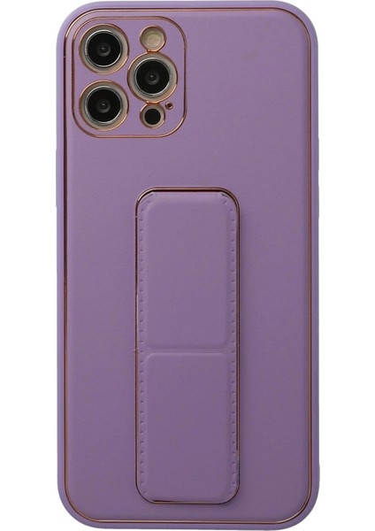 Newface iPhone 12 Pro Kılıf Coco Deri Standlı Kapak - Lila