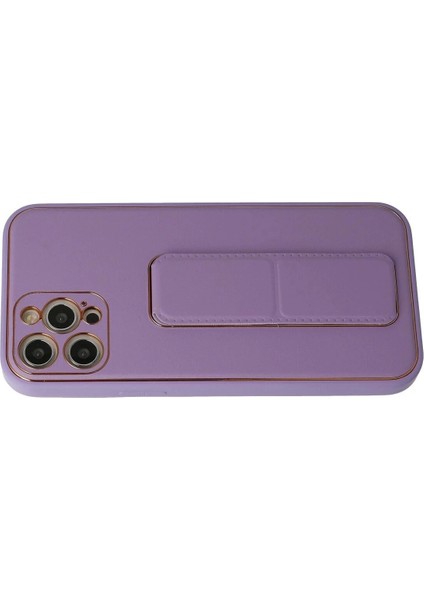 Newface iPhone 12 Pro Kılıf Coco Deri Standlı Kapak - Lila modelleri