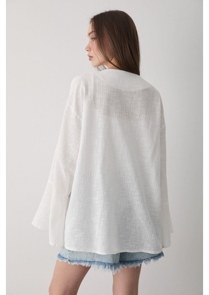 Kadın Çift Bağlama Keten Kimono indirimleri