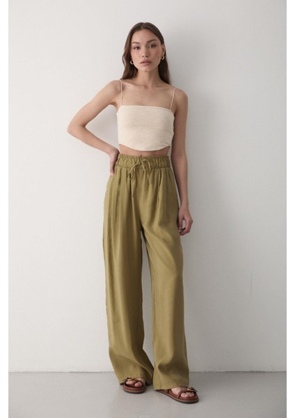 Kadın Beli Lastikli Bol Paça Palazzo Pantolon fiyatları