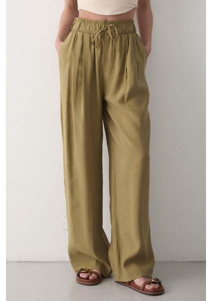 Kadın Beli Lastikli Bol Paça Palazzo Pantolon indirimleri