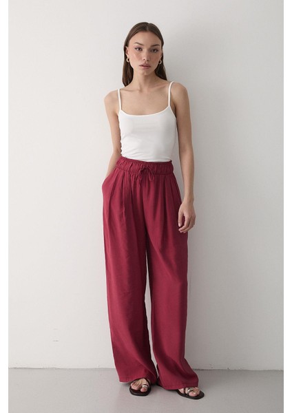 Kadın Beli Lastikli Bol Paça Palazzo Pantolon fiyatları