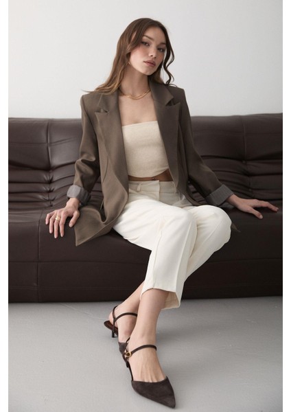 Kadın Çizgili Içi Astarlı Kol Detaylı Blazer Ceket fiyatları