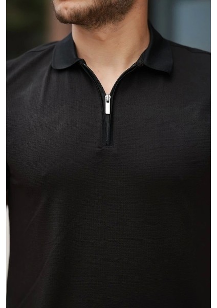 Erkek Fermuarlı Yaka Kısa Kollu Tişört modelleri