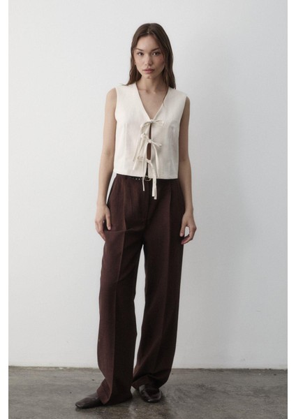 Kadın Bağlamalı Keten Yelek fırsatları