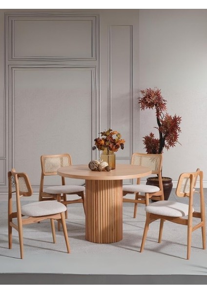 Odesa Iskandinav Natural Ahşap Masa Sandalye Takımı 90X90