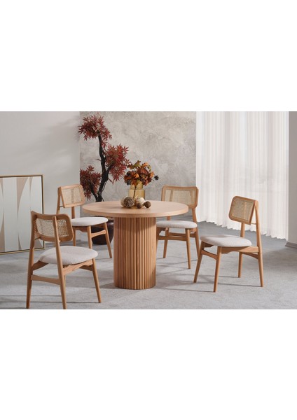 Odesa Iskandinav Natural Ahşap Masa Sandalye Takımı 90X90 fiyatları