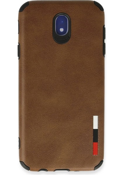 Newface Samsung Galaxy J7 Pro / J730 Kılıf Loop Deri Silikon - Kahverengi