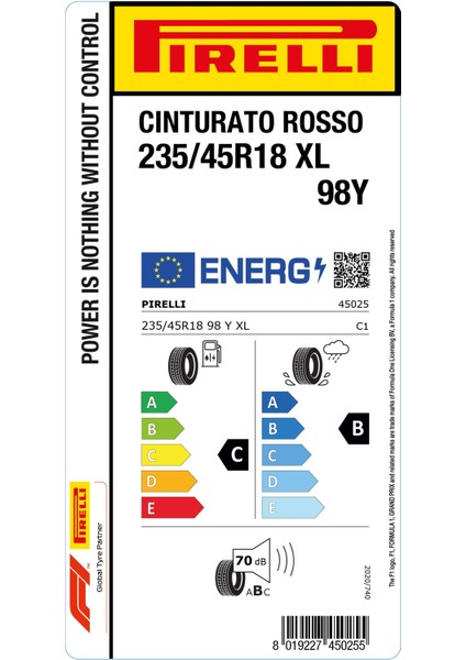 235/45R18 98Y Xl Cınturato Rosso C-B-70 Yaz Oto Lastiği (Üretim Yılı: 2025) fiyatları