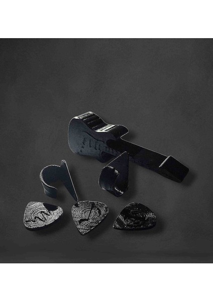 Baş Parmak Penası Damla Pena Gitar Pena Tutucu Siyah Set (6 Parça) modelleri
