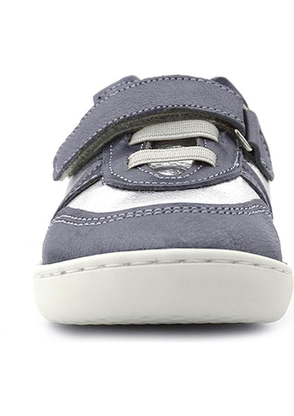 Bob Hakiki Deri Platin Gümüş Barefoot Cırtlı Lastikli Bebek Sneaker Ayakkabı modelleri