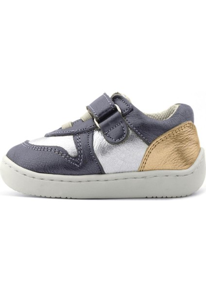 Bob Hakiki Deri Platin Gümüş Barefoot Cırtlı Lastikli Bebek Sneaker Ayakkabı fırsatları