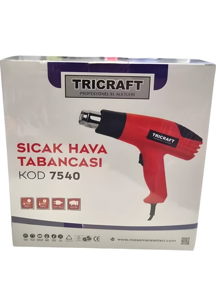 2 Kademe Anahtarlı Sıcak Hava Tabancası 2000W