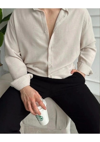 Erkek Uzun Kollu Regular Sofya Keten Gömlek modelleri