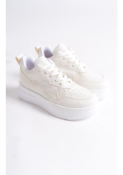 Jet-Alessı Bağcıklı Ortopedik Taban Kadın Sneaker Spor Ayakkabı Cbt - Kırık Beyaz fırsatları