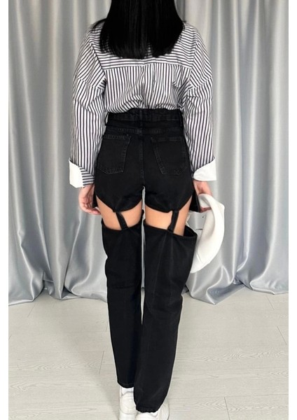 Siyah Askılı Iki Parça Jeans Pantolon fırsatları