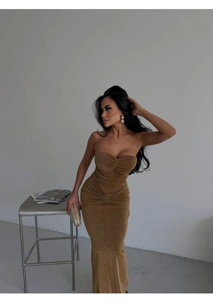 Straplez Simli Uzun Elbise modelleri