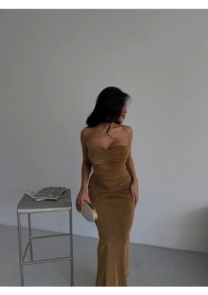 Straplez Simli Uzun Elbise indirimleri