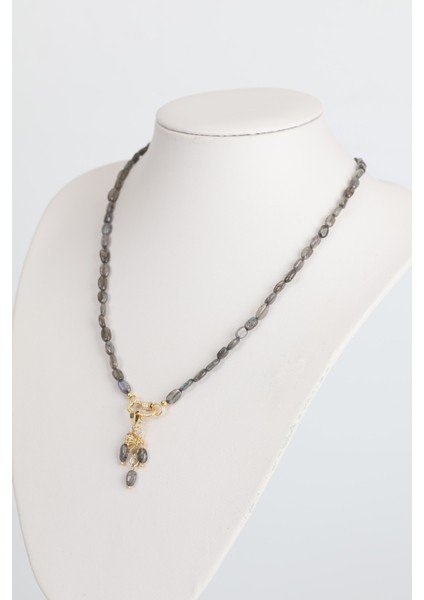 Labradorit Doğal Taş Gümüş Uçlu Tasarım Kolye fırsatları