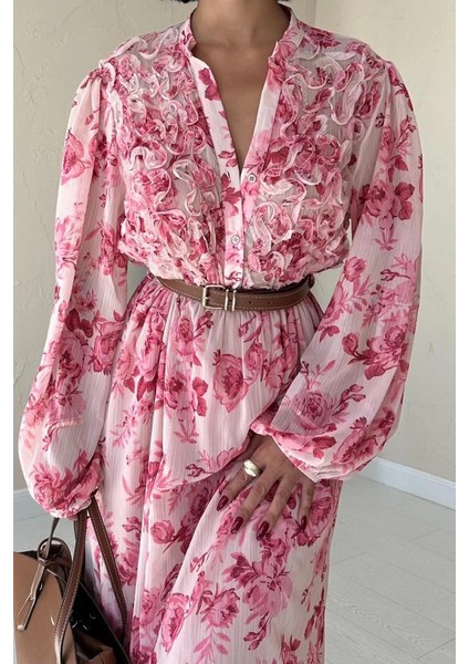 Pembe Biye Detaylı Elbise fırsatları