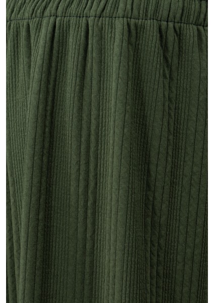 Kadın Pantolon Pamuklu Burgu Kumaş Beli Lastikli Saç Örgü Modelli Likralı Geniş Paça indirimleri