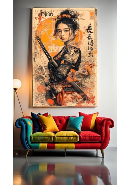 Samuray Uzak Doğu Ev Duvar Var Salon Güzellik Salonu Ofis Dükkan Dekarasyon Kanvas Tablo