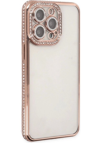 Newface iPhone 14 Pro Kılıf Joke Taşlı Silikon - Pembe