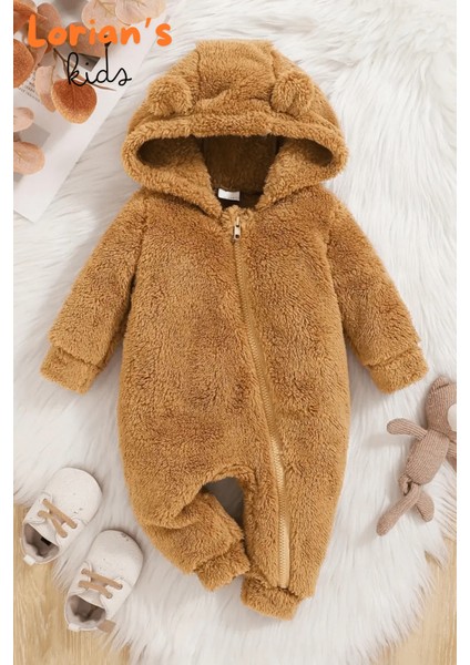 Welsoft Kahverengi Ayıcık Peluş Çocuk Tulumu Unisex - 6 Ay