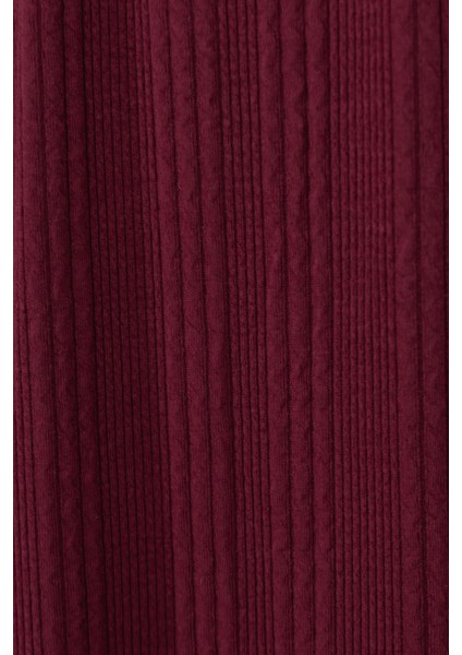 Kadın Pantolon Pamuklu Burgu Kumaş Beli Lastikli Saç Örgü Modelli Likralı Geniş Paça indirimleri