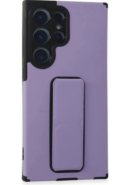 Newface Samsung Galaxy S23 Ultra Kılıf Mega Standlı Silikon - Lila