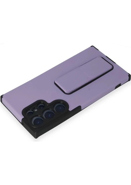Newface Samsung Galaxy S23 Ultra Kılıf Mega Standlı Silikon - Lila modelleri
