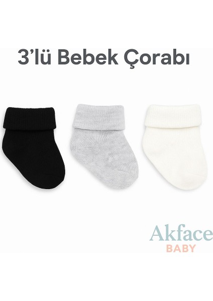 Düz Pamuk Erkek Kıvrık Bebek Çorabı 0-6 Ay