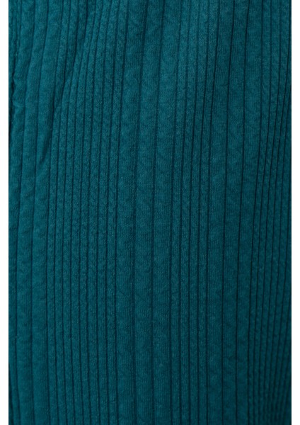 Kadın Pantolon Pamuklu Burgu Kumaş Beli Lastikli Saç Örgü Modelli Likralı Geniş Paça indirimleri