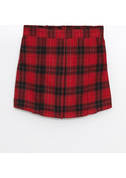 Lcw Kids Kırmızı Beli Lastikli Ekose Kız Çocuk Şort Etek