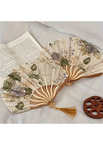 Tasarımlı Retro Bambu Katlanır Yelpaze - Japon Tarzı El Yelpazesi fiyatları