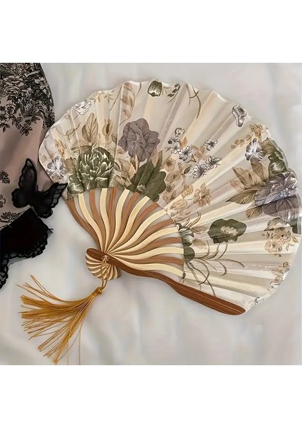 Tasarımlı Retro Bambu Katlanır Yelpaze - Japon Tarzı El Yelpazesi fırsatları